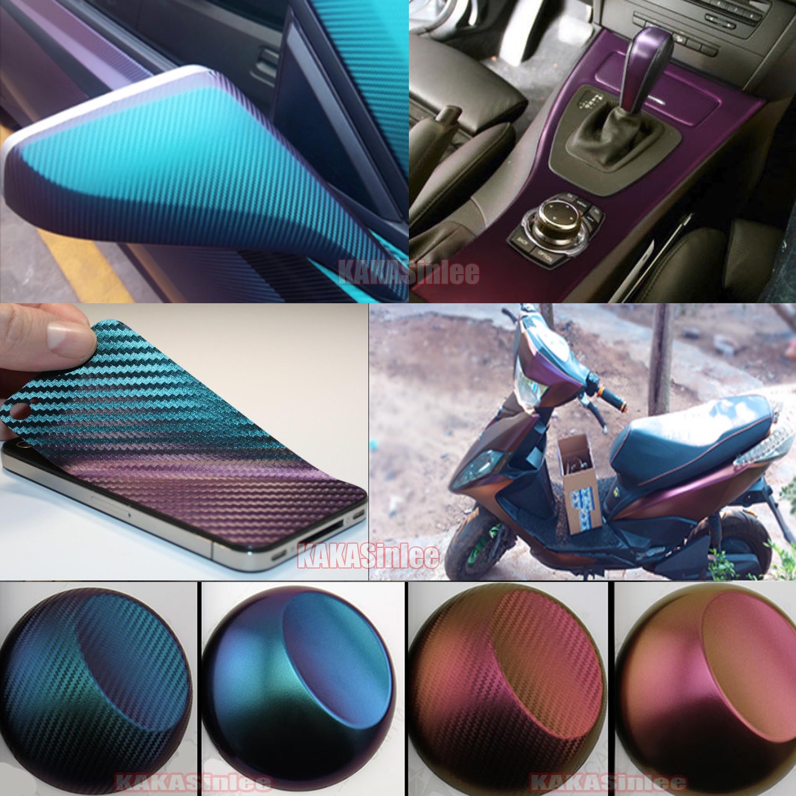 Flexible Full SUV Car Wrap Satin Chameleon 3D Carbon Fiber Vinyl Hood Sticker US