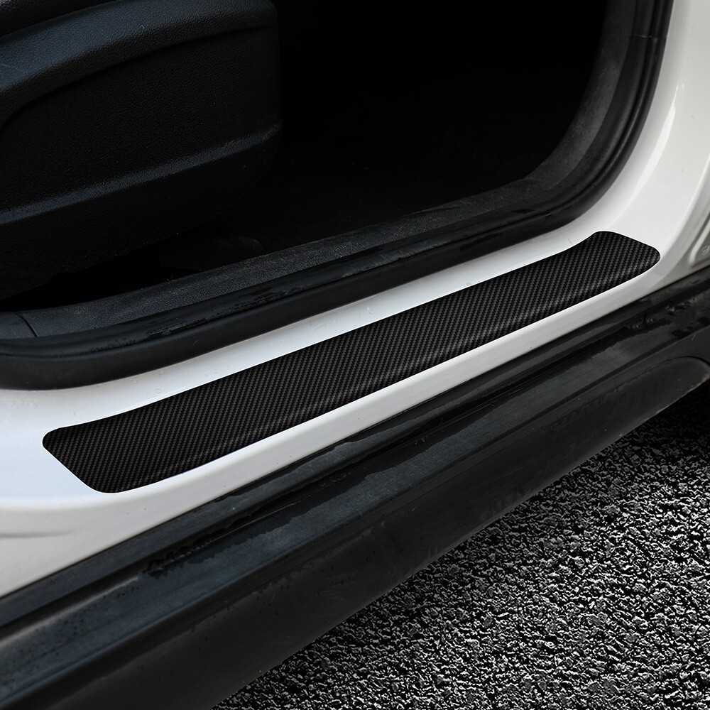 Car Door Plate Sill Scuff Cover Anti Scratch Kick Sticker Protector Carbon Fiber