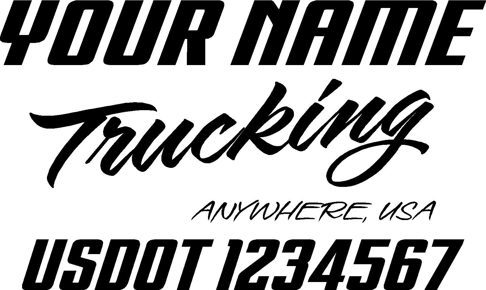 Truck lettering set custom 1 color your name, biz & usdot vinyl decal sticker #3
