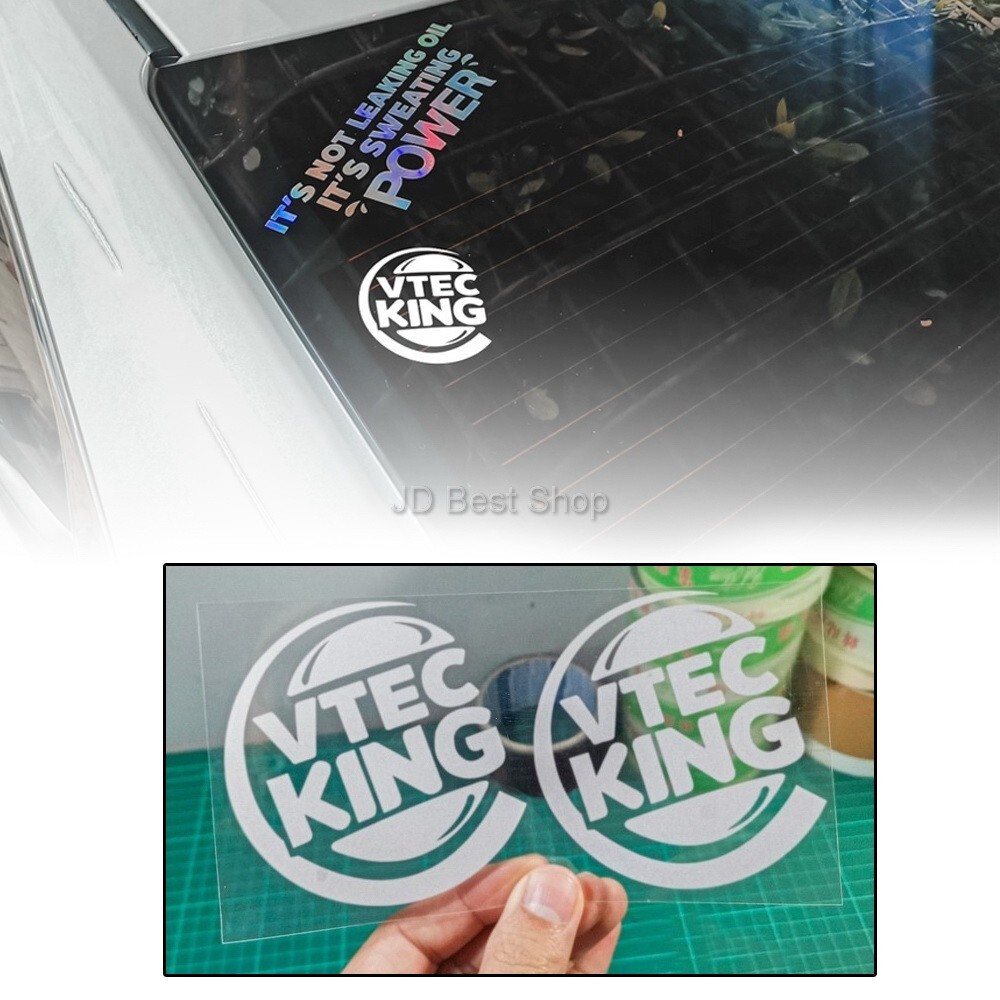 Sticker JDM Style Vtec King Dicut Vinyl Car For Honda Sports Reflective White 1p