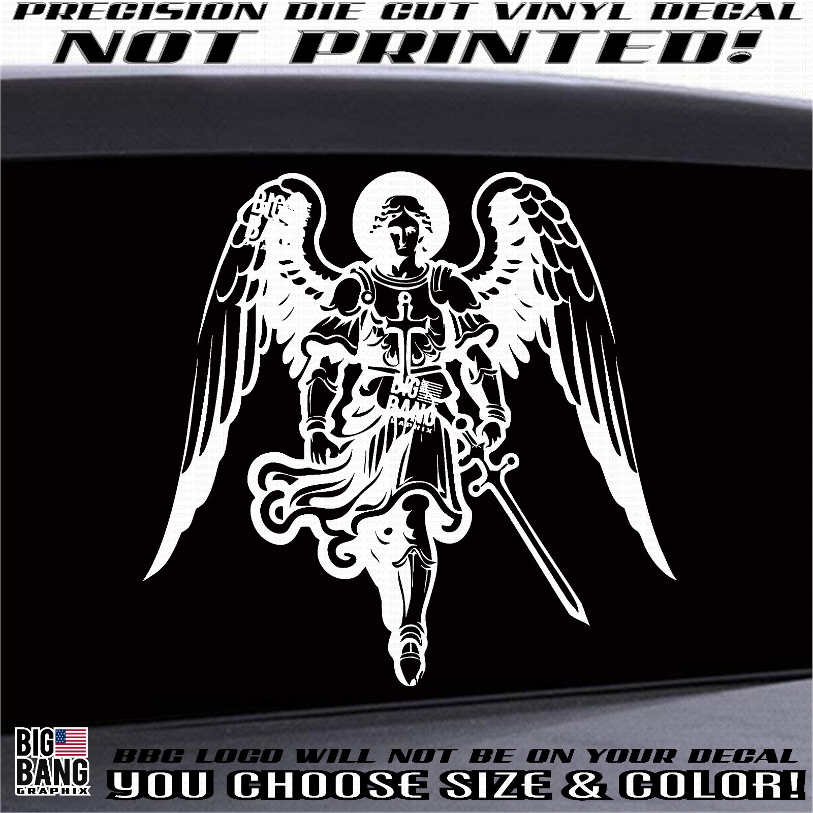 St. Michael Defend Us In Battle Vinyl Decal Sticker Sword Christian God Jesus