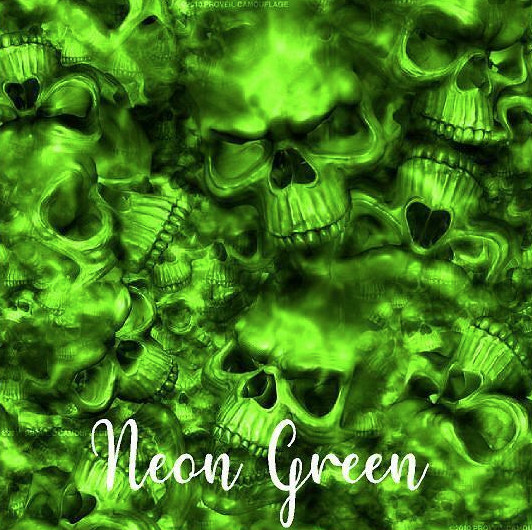 Reaper Skulls Neon Green vinyl Wrap air release MATTE Finish 12″x12″