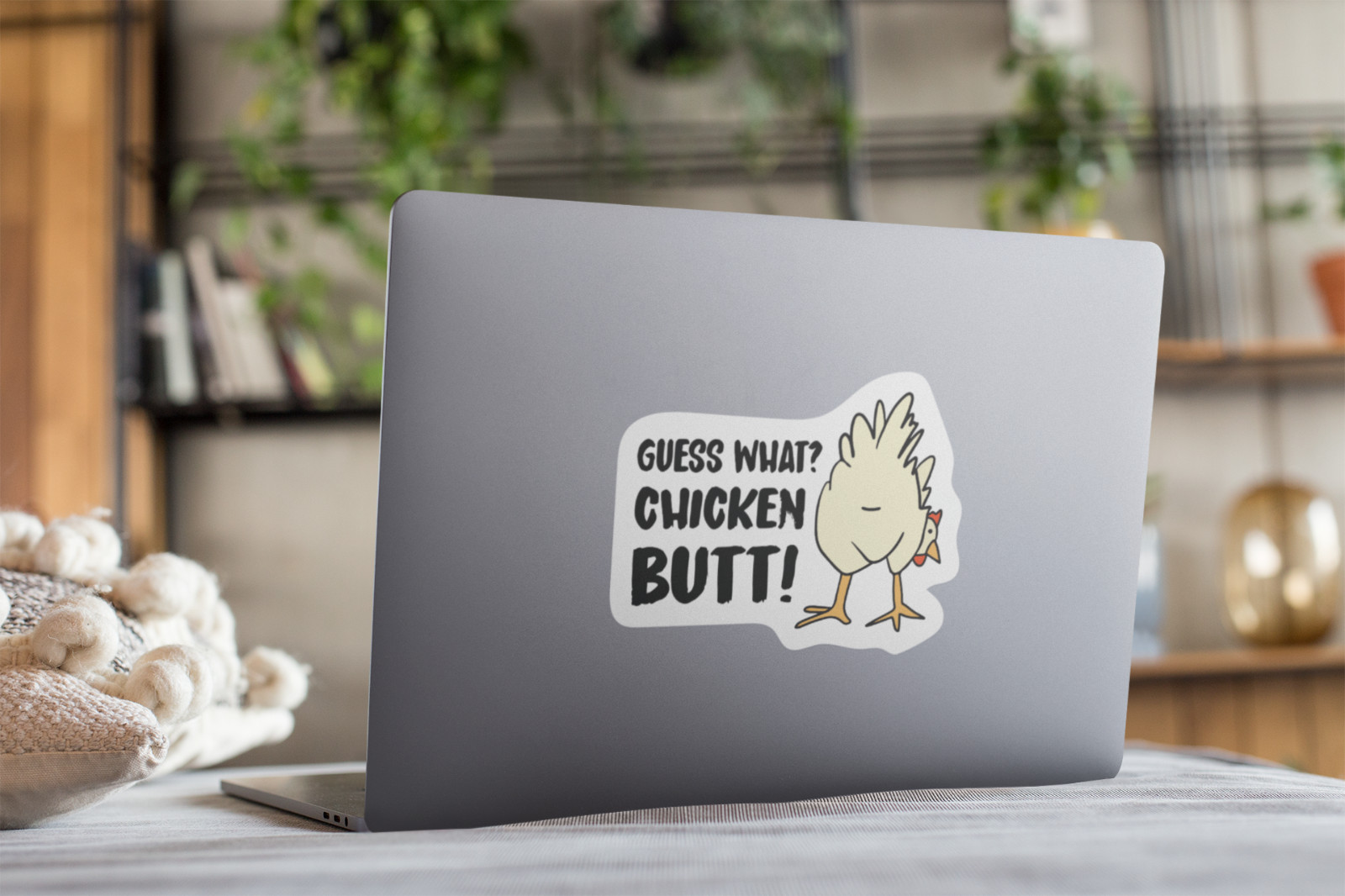 Guess What Chicken butt 4.5 In Funny Chicken Lady Sticker Decal for Car PS589