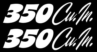 x2 “350 Cu. In.” Set of VINTAGE Hand Lettered look decals.Hot Rod Rat Badass!