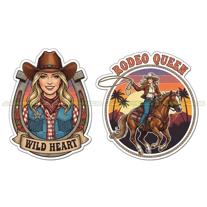 Cowgirl Vinyl Decal Sticker Country Western Southern boots 2 pack D