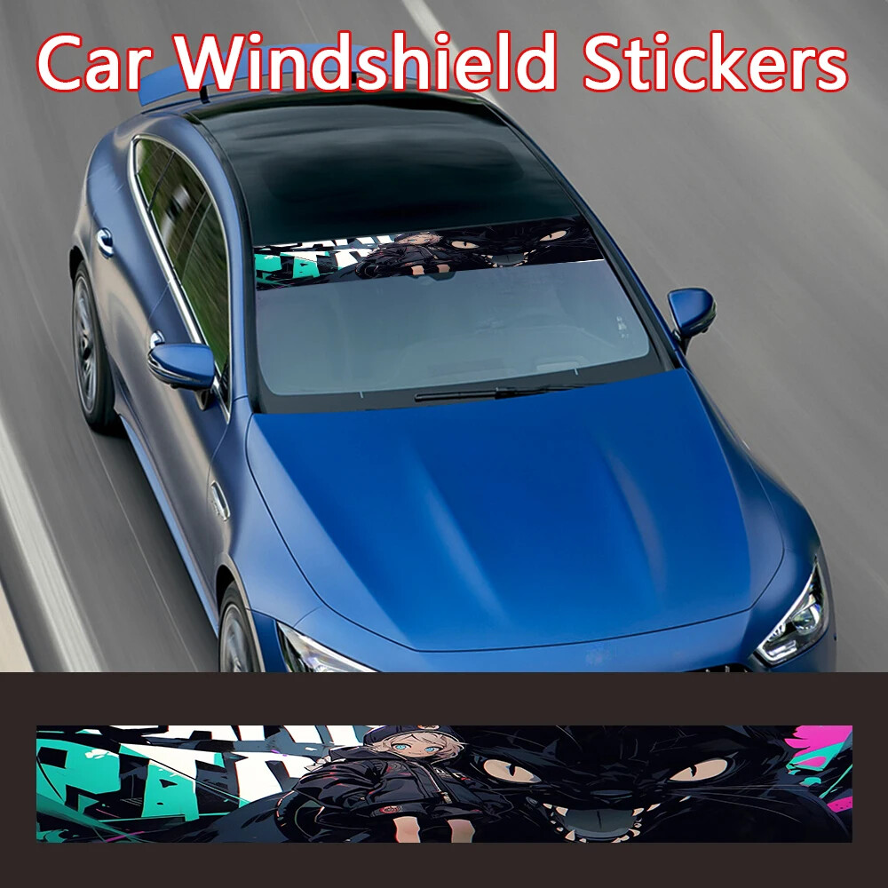 Anime Boy Girl Car Auto Front Windshield Gear Sunshade Decorative Decals