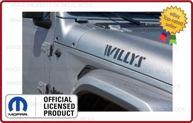 2x Jeep Wrangler WILLYS Hood Vinyl Decals Graphics Stickers Flat Black SJ1G7
