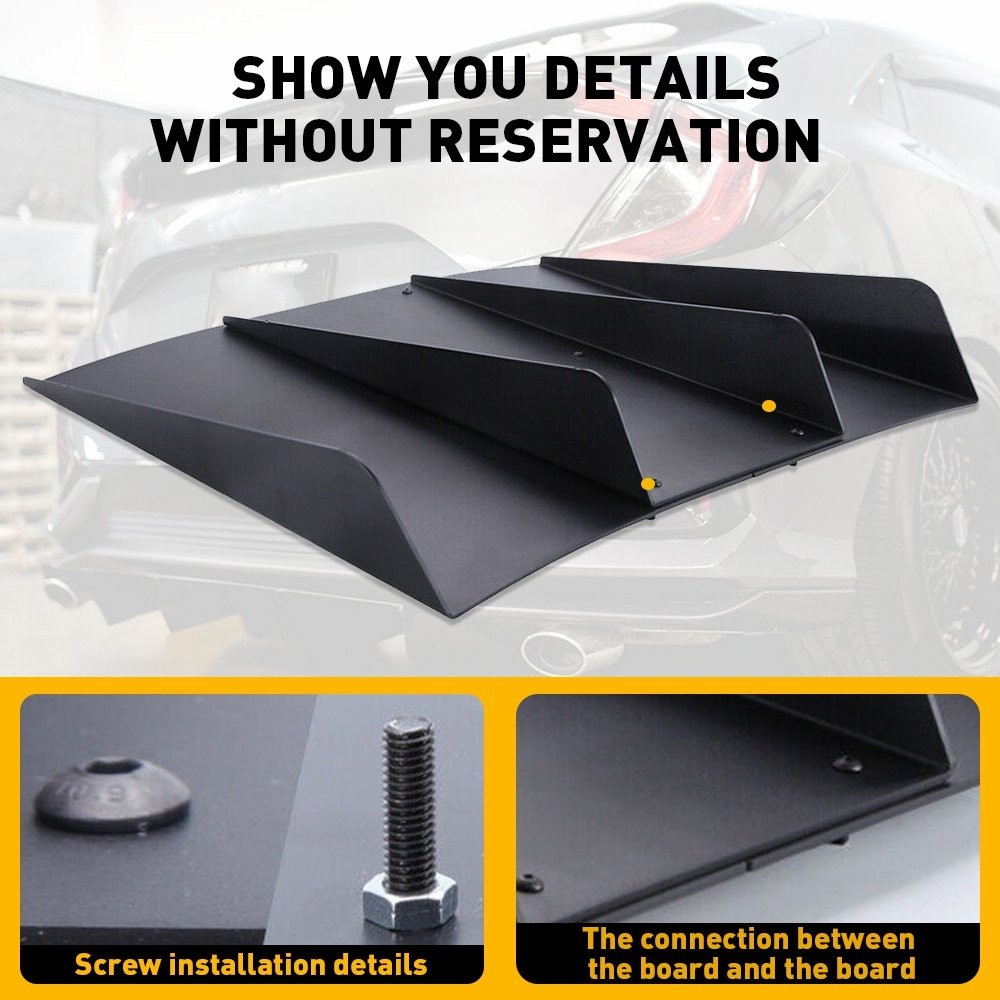 Rear Diffuser 4 Fins Bumper Splitter Chin Spoiler Lower Lip Universal Car N