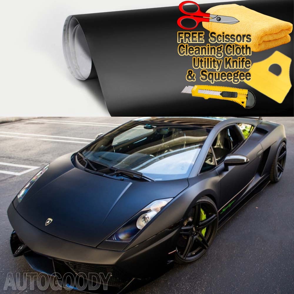 24″ x 60″ Matte Flat Black Vinyl Film Wrap Sticker Decal Bubble Free Air Release