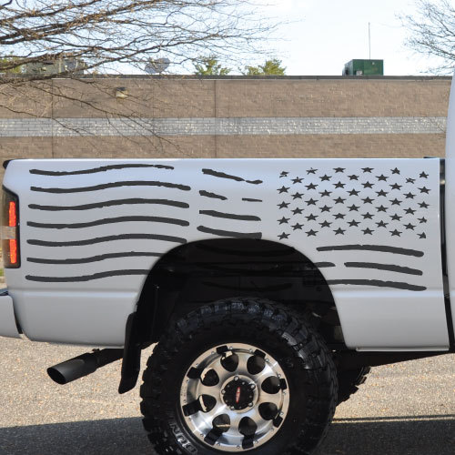 Distressed American Flag Pickup Tailgate Bed Side Truck Vinyl Decal Graphic USA