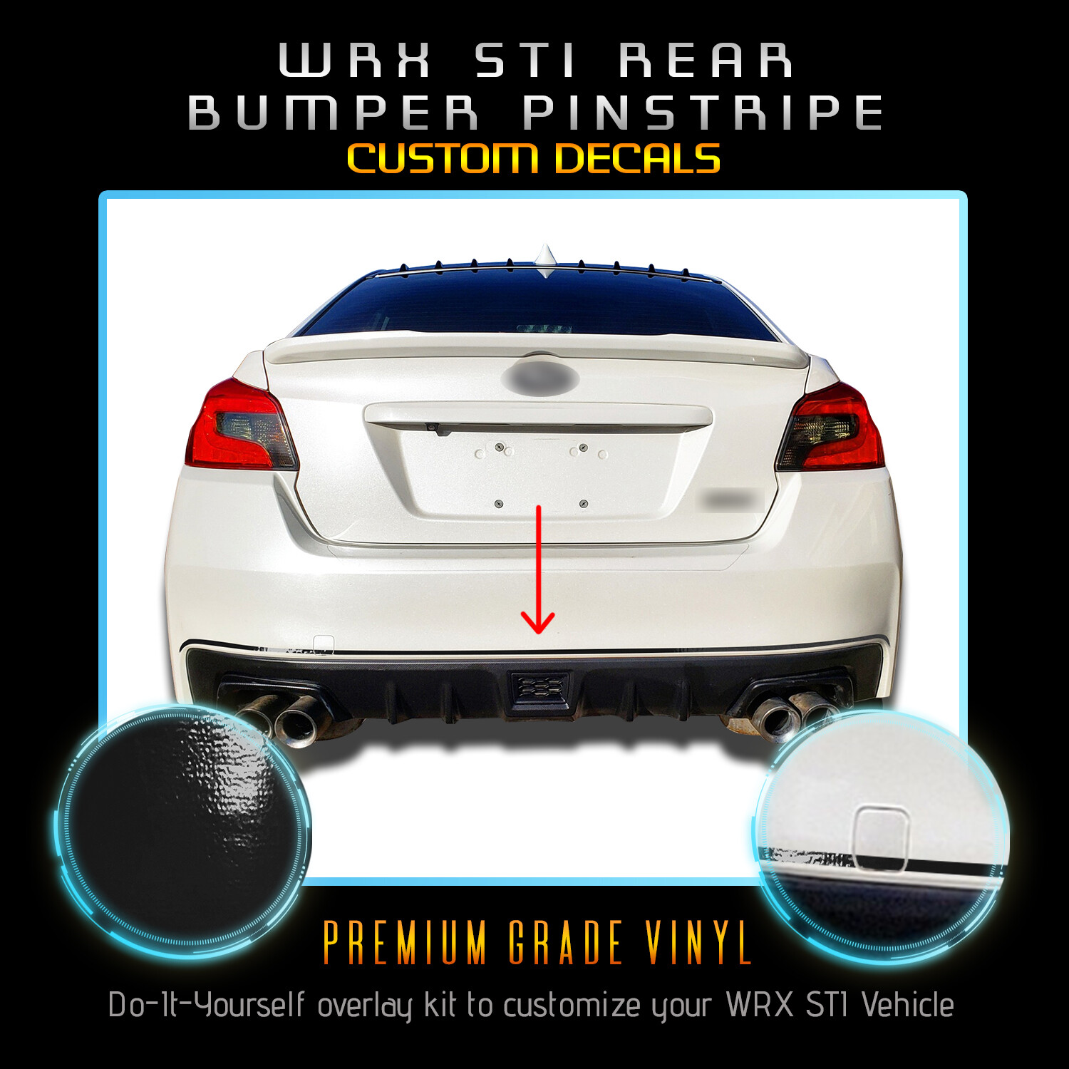 For 2015-2019 WRX STI S207 Style Rear Bumper Pinstripe Vinyl Decal Glossy Matte