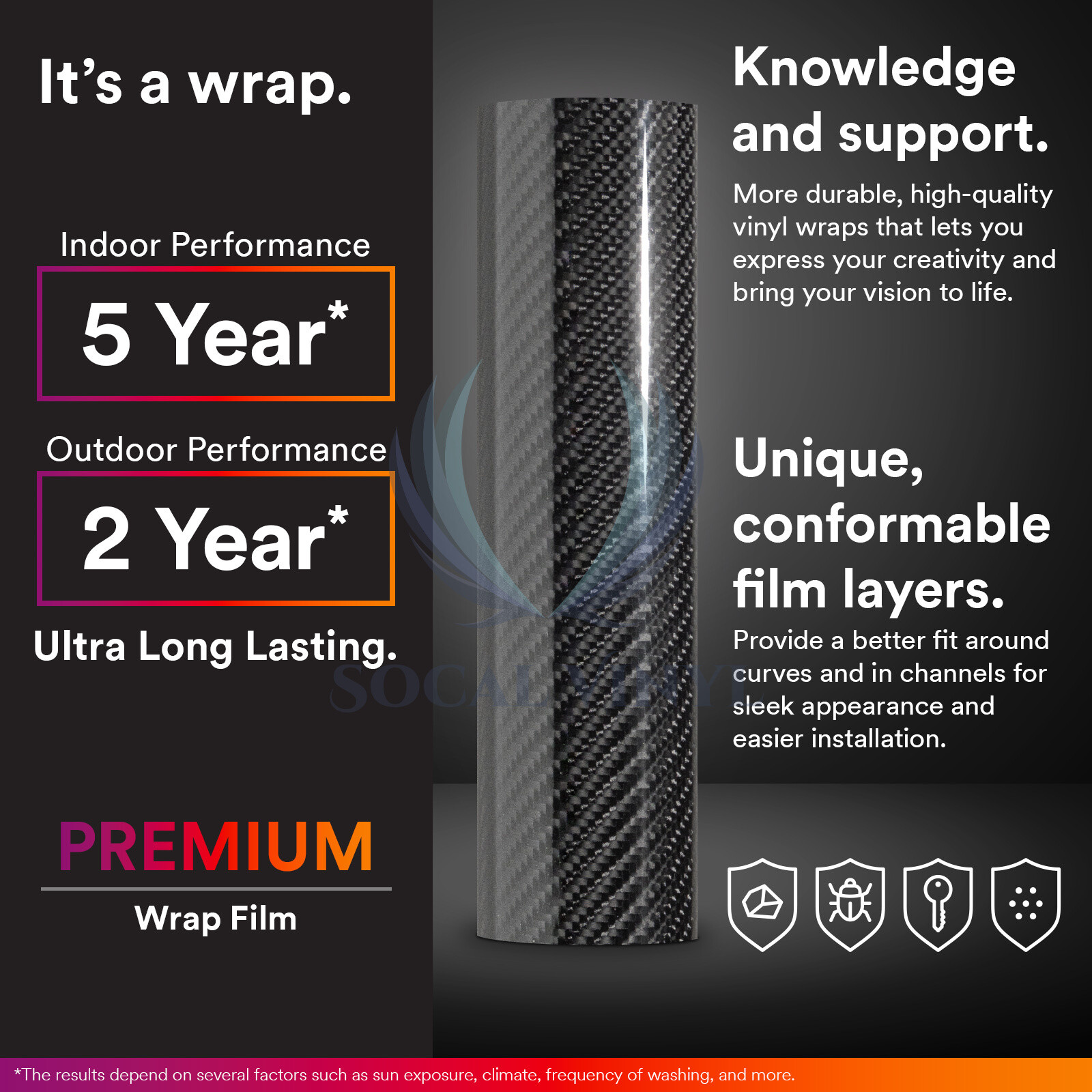 Premium 7D Carbon Fiber Black High Gloss Vinyl Wrap Bubble Free Air Release