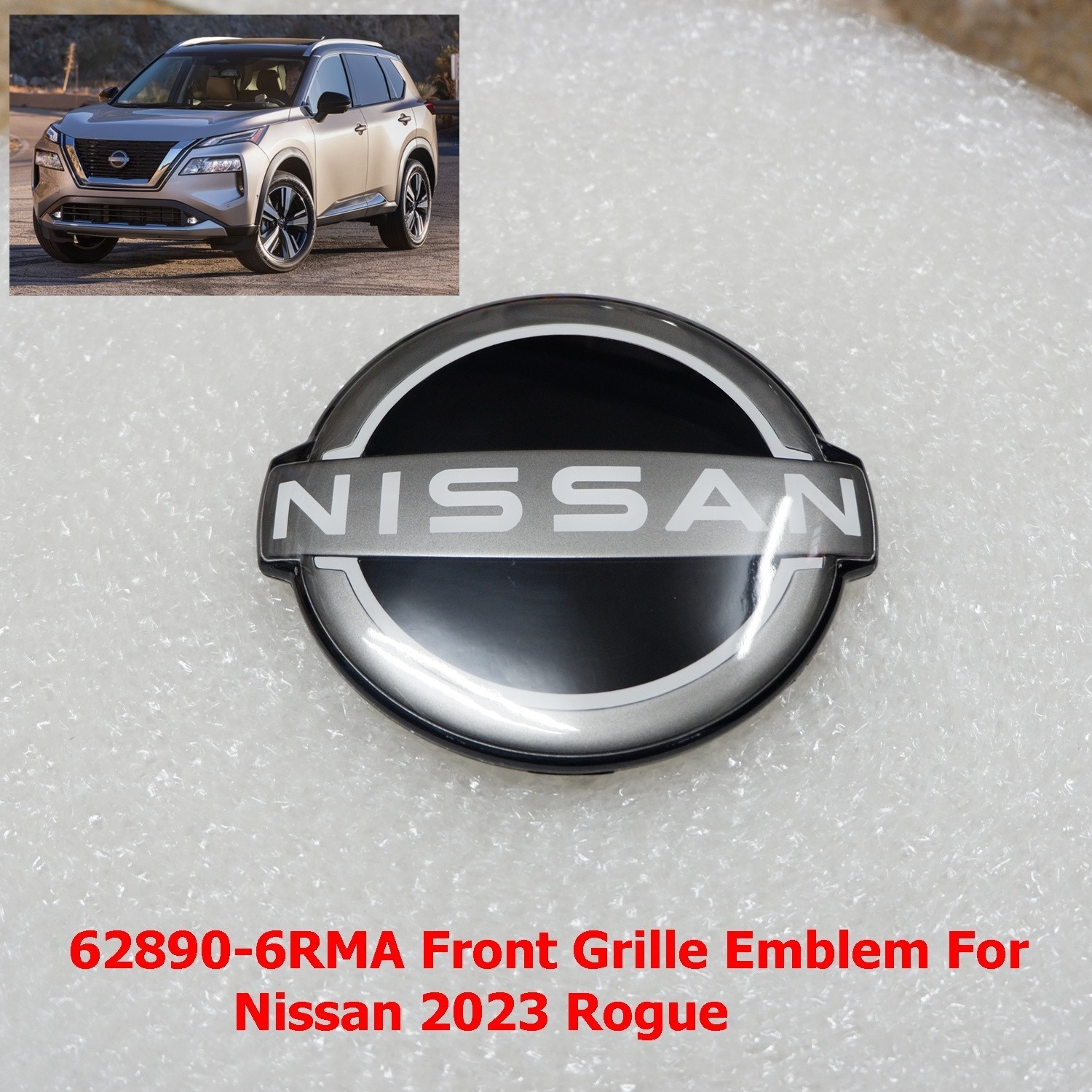 62890 6RM0A FRONT GRILLE EMBLEM FOR ROGUE 2021-24 SIZE 16.5X14.5CM