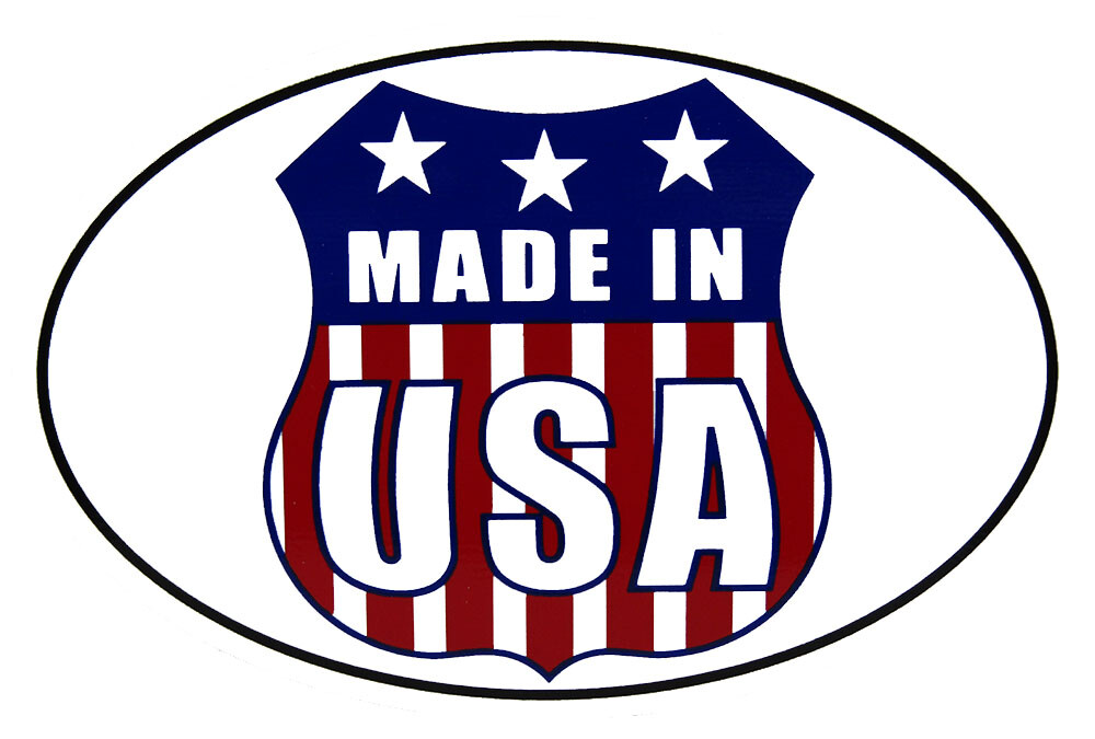 Wholesale Lot of 6 Made in USA Shield White Oval Decal Bumper Sticker
