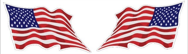 Set Of 2 Waving Lh & Rh American Flags USA Decal Stickers 3×5 p135