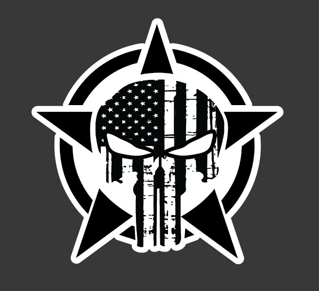 Punisher Skull Flag In Star Vinyl Decal Skull Flag Sticker
