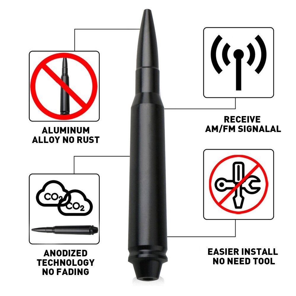 1/2Set For Jeep JK TJ Wrangler 1997-2021 Car Ford F150 Short Bullet Antenna Mast