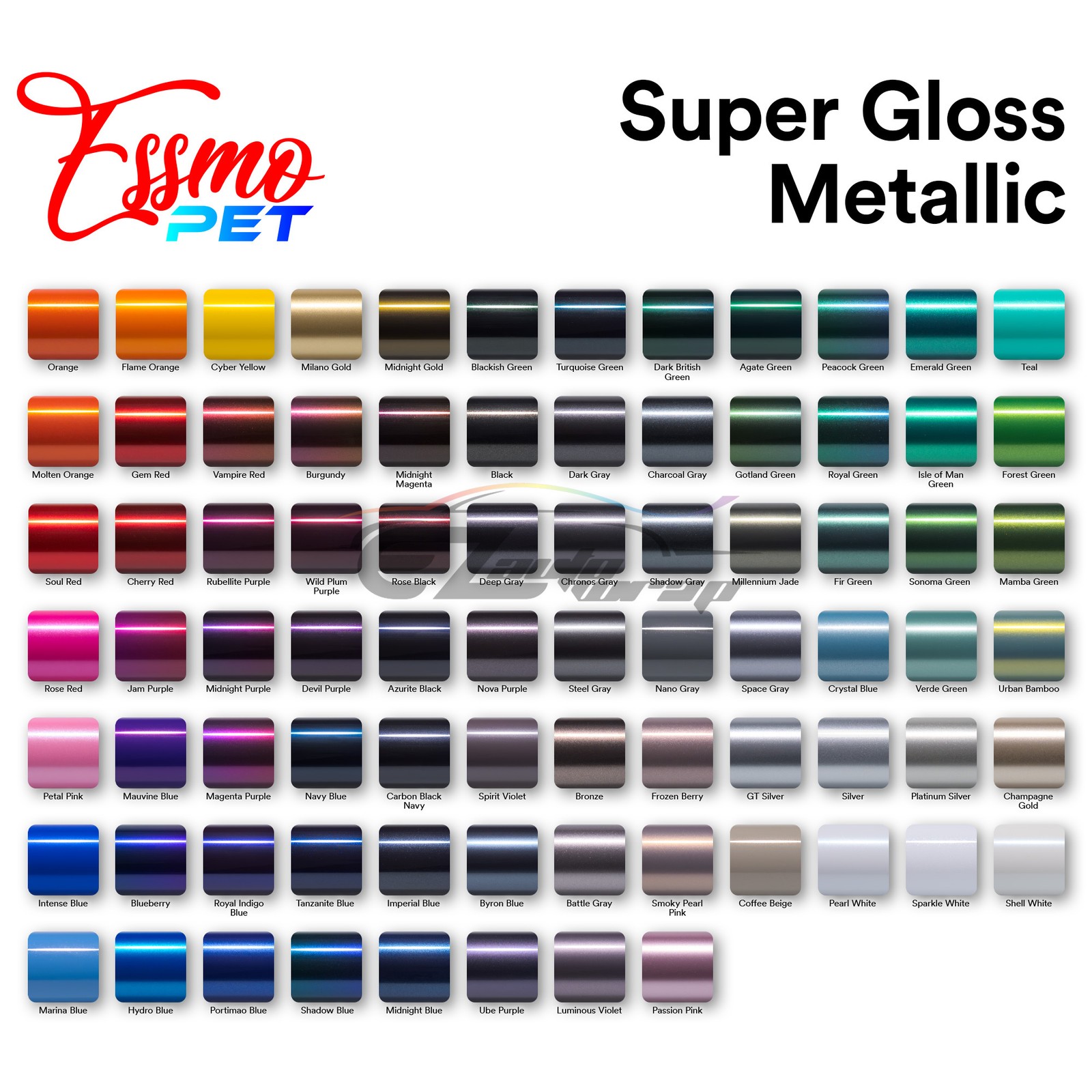 ESSMO PET Super Gloss Metallic Peacock Green Vehicle Vinyl Wrap Decal Like Paint