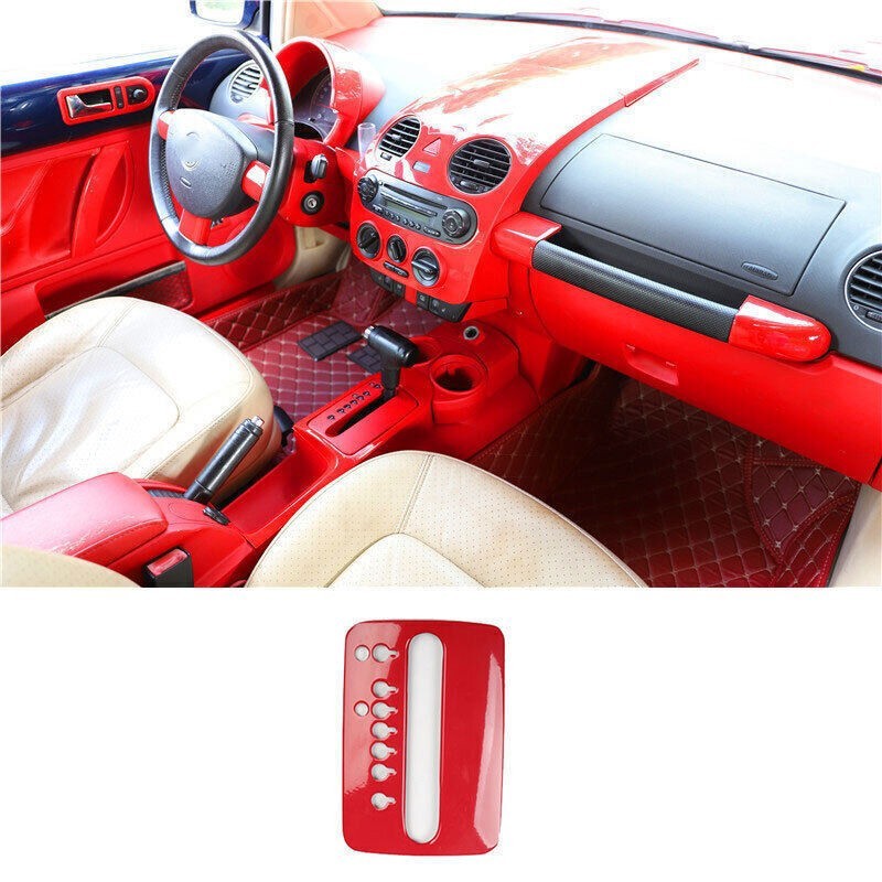 For Vw Beetle 2003-2005 2006 Abs Red Central Console Gear Shift Cover Trim 1pcs