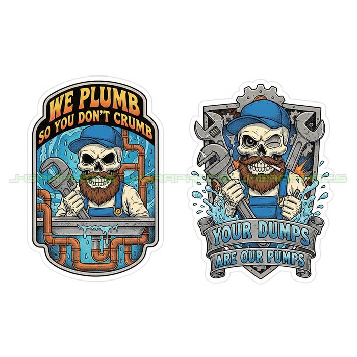 Plumber Plumbing Vinyl Decal Sticker Funny Trade 2 pack N