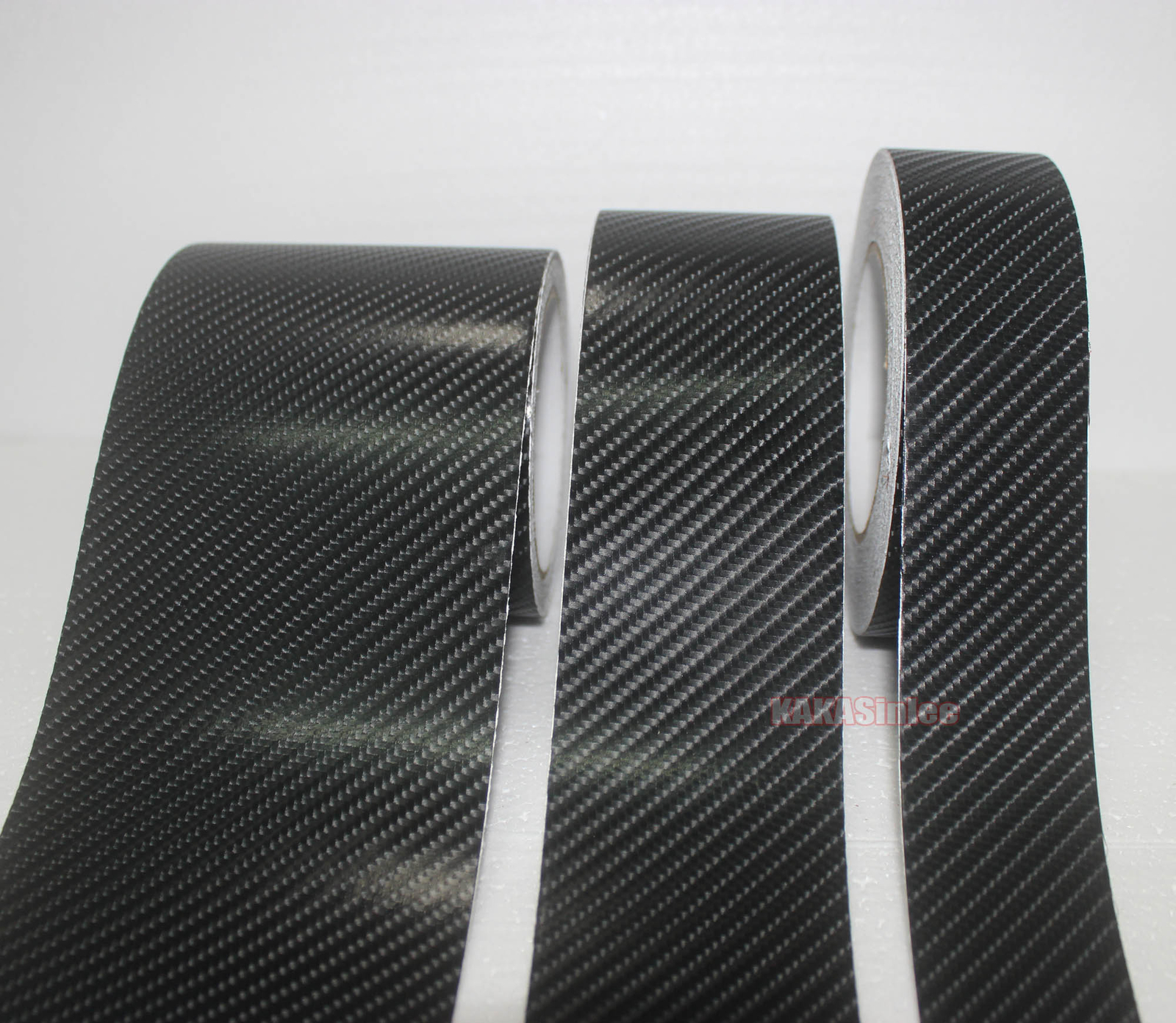4D Black Sheet Car PVC Grain Carbon Fiber Vinyl Tape Wrap Sticker Stretch Strips