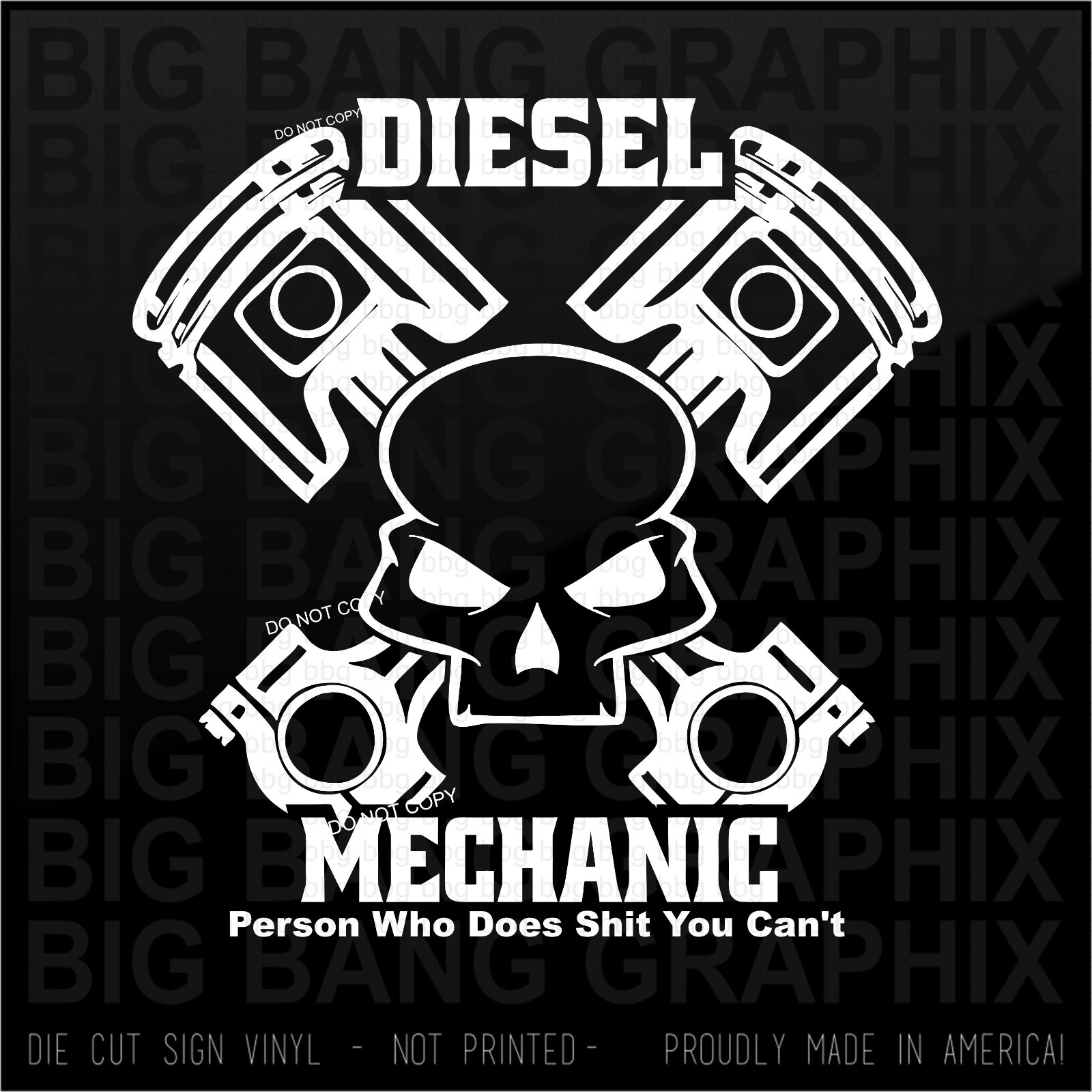 Diesel Mechanic Vinyl Decal Sticker Truck SUV Van Car Window Gift