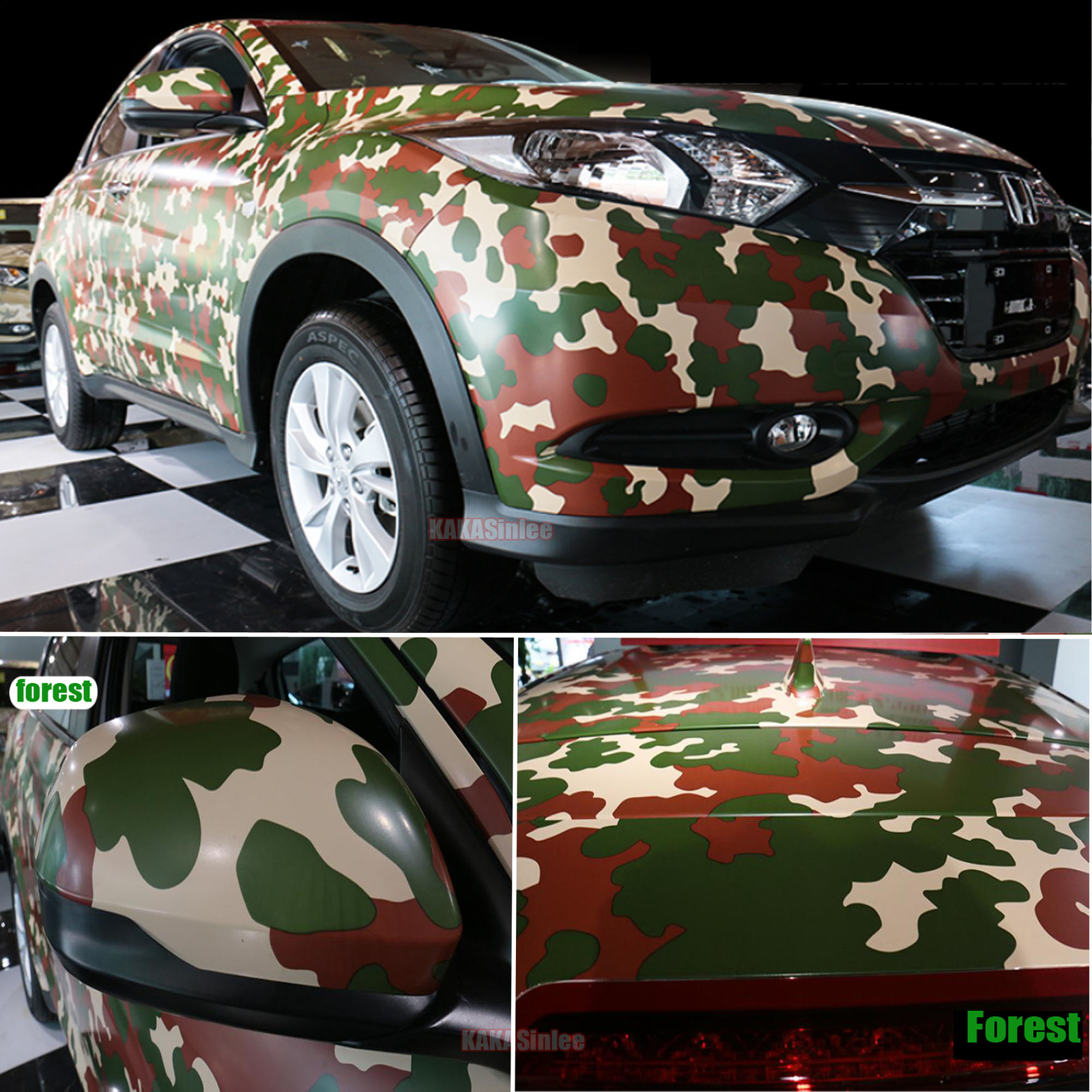 Bubble Free Camouflage Camo Car Digital Forest Vinyl Wrap Film Trim Sticker ABUS