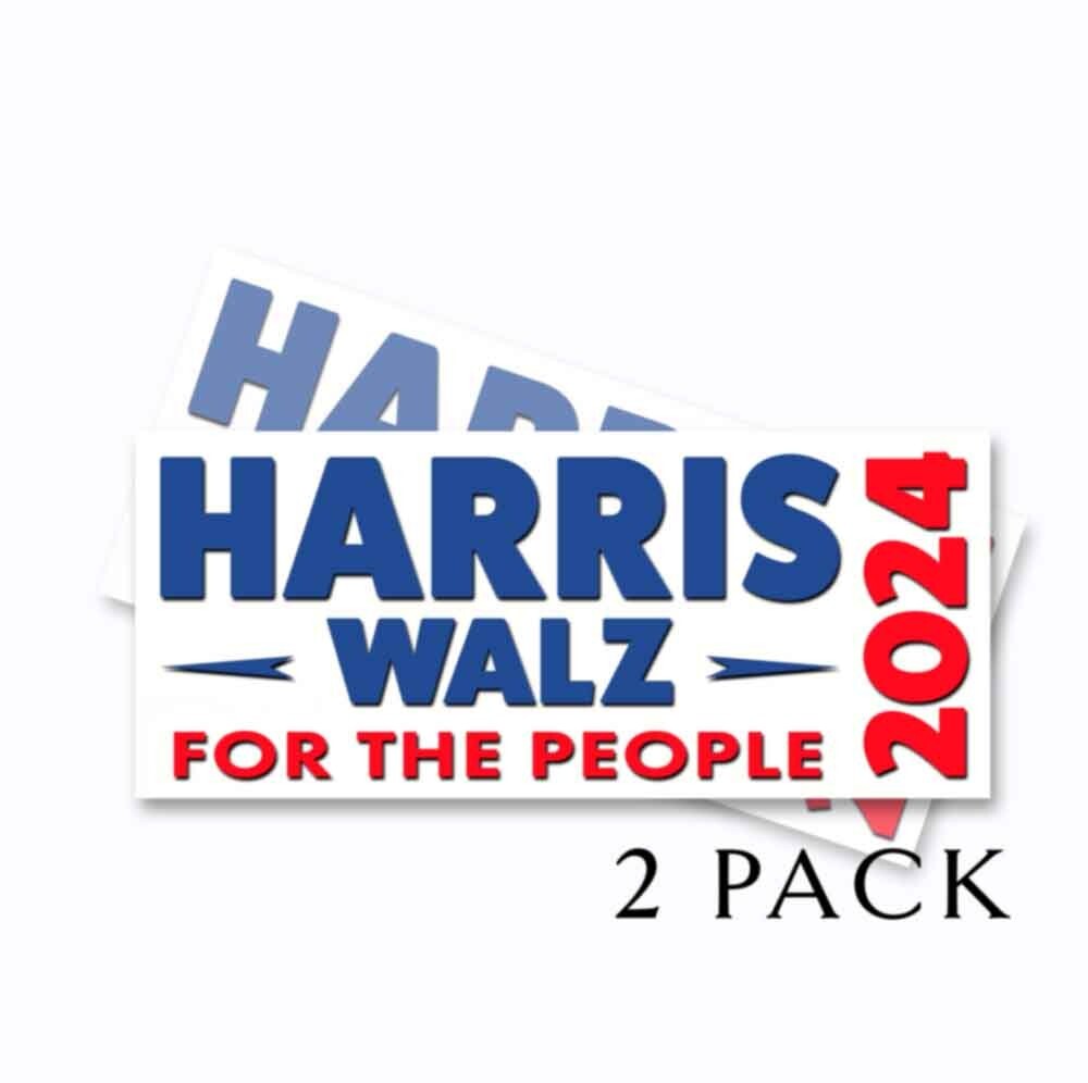 Kamala Harris Tim Walz For the People 2024 Vinyl Bumper Stickers 8.5″ 2 Pack