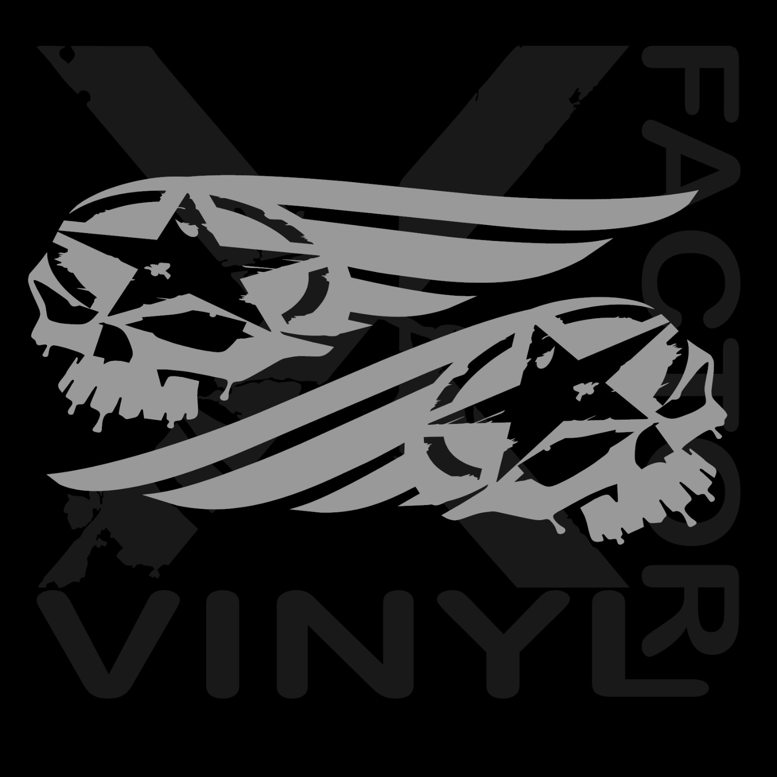 Set of Winged Skull with Star Vinyl Dicut Decal Stickers 14 Color 2 Size FREESHP