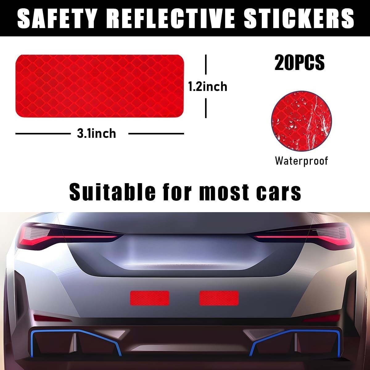Reflective Stickers for Cars – 20 PCS Waterproof and Scratch-Resistant