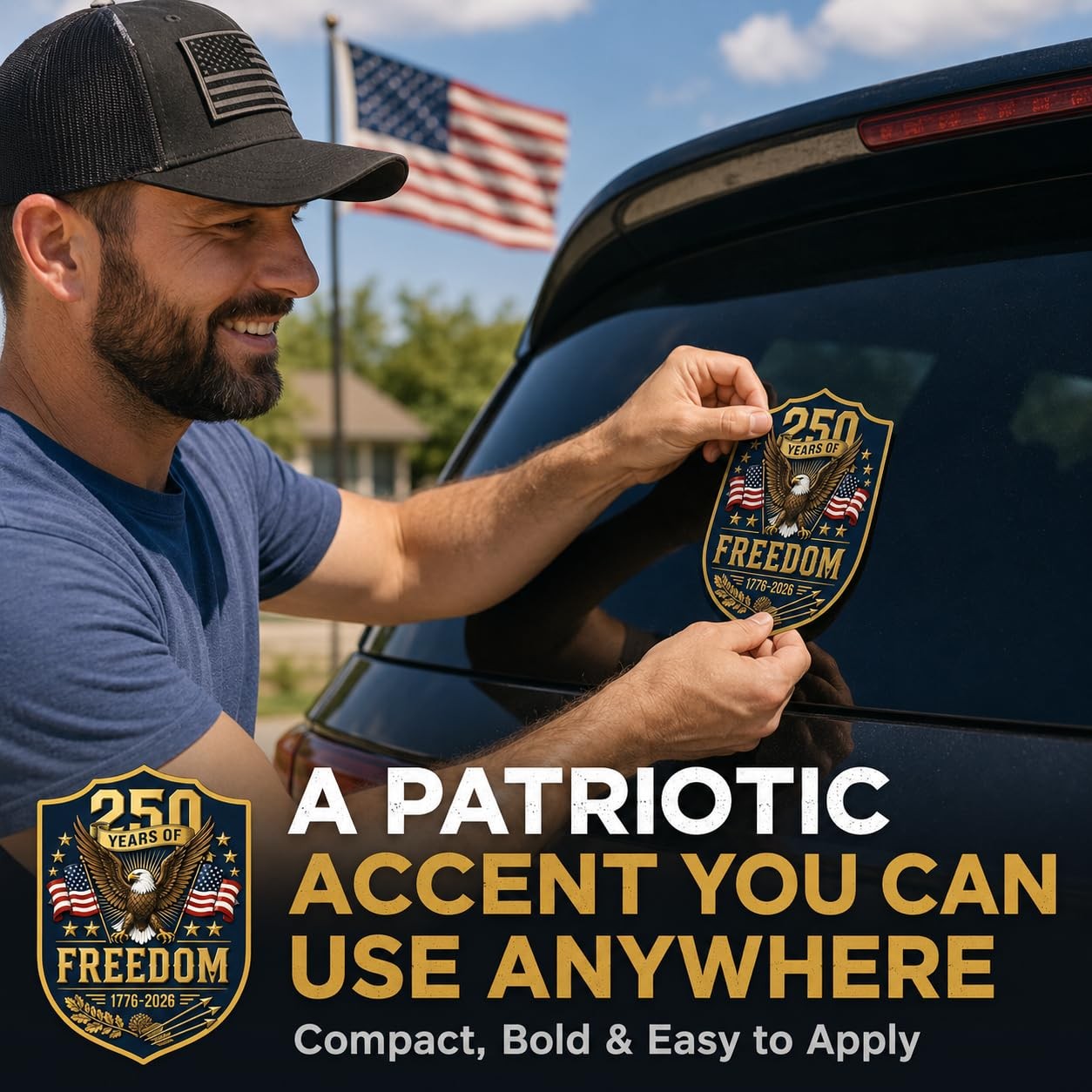 Car Stickers and Decals 2 Pack, USA 250th 7.9×5 inches, Kat – Ana – Freedom