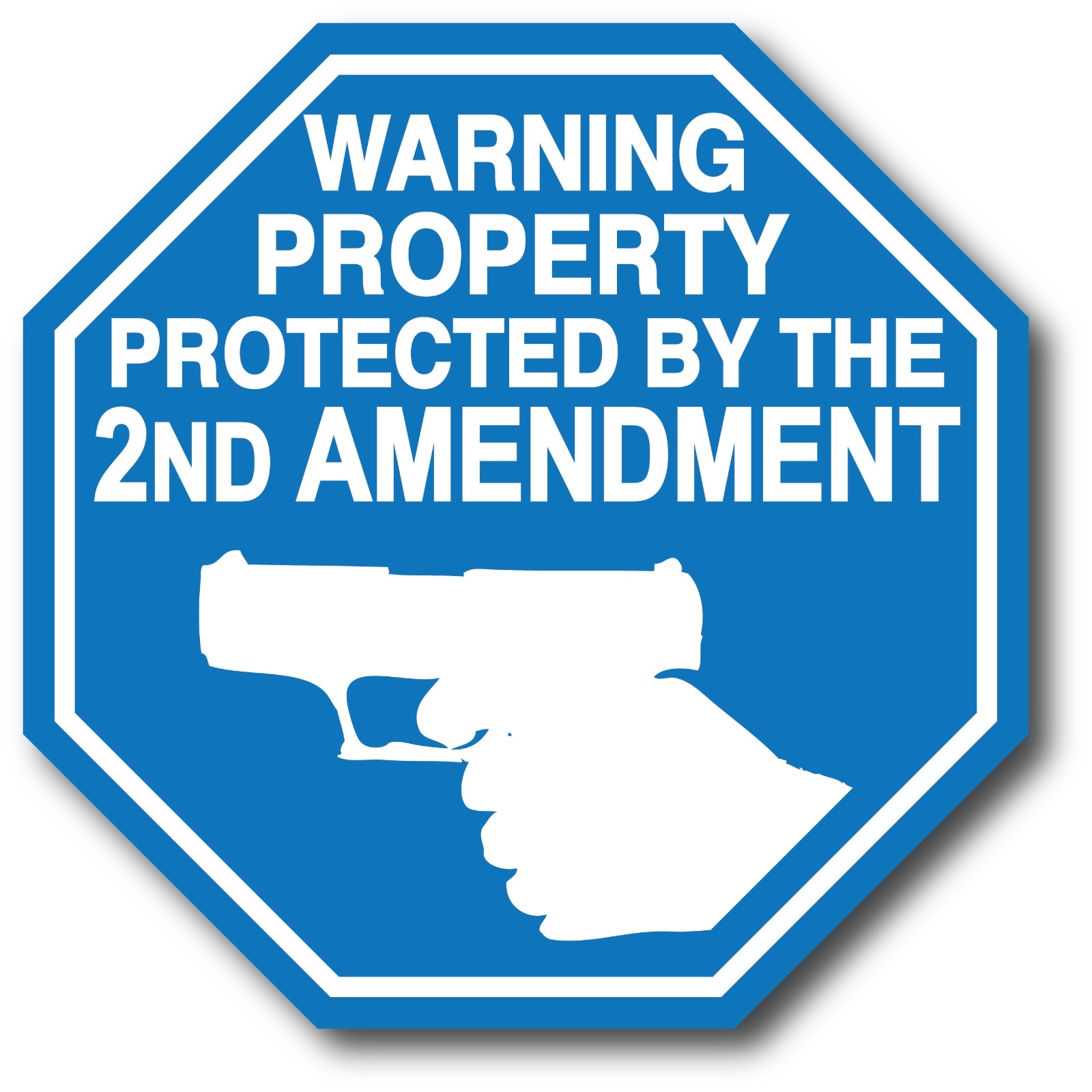 5 PCS. Blue Property Protected by 2nd Amendment Pistol Gun Firearm Sticker Decal