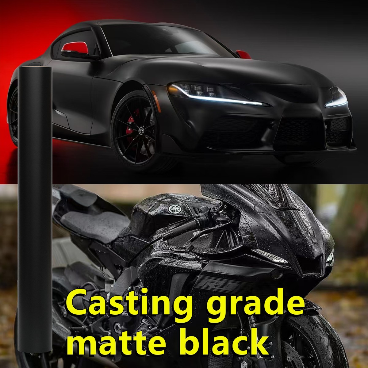 5FTx50FT PET Matte Black Vinyl Wrap Self-Adhesive Air Release US Stock