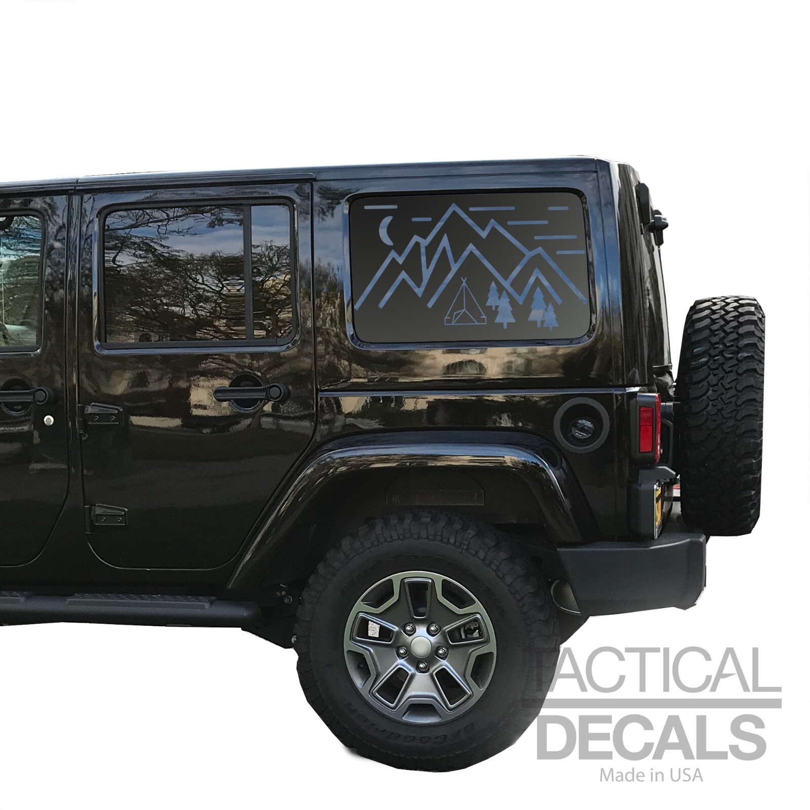 Minimalist camp scene design Decals for 2007-2025 Jeep Wrangler 4-door JK4-CX1
