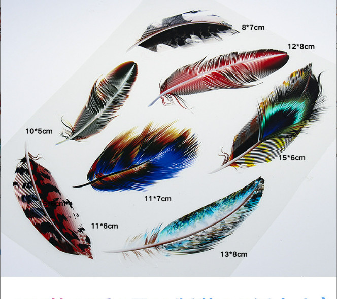 Full Sheet 3D Feather Decal Stickers Vinyl Auto Car Truck Window Bumper Scratch