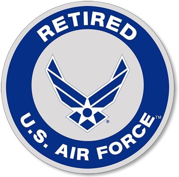 7 inch Magnetic Round U.S. Air Force RETIRED MAGNET (Ret US Vinyl Car) USAF Lic.