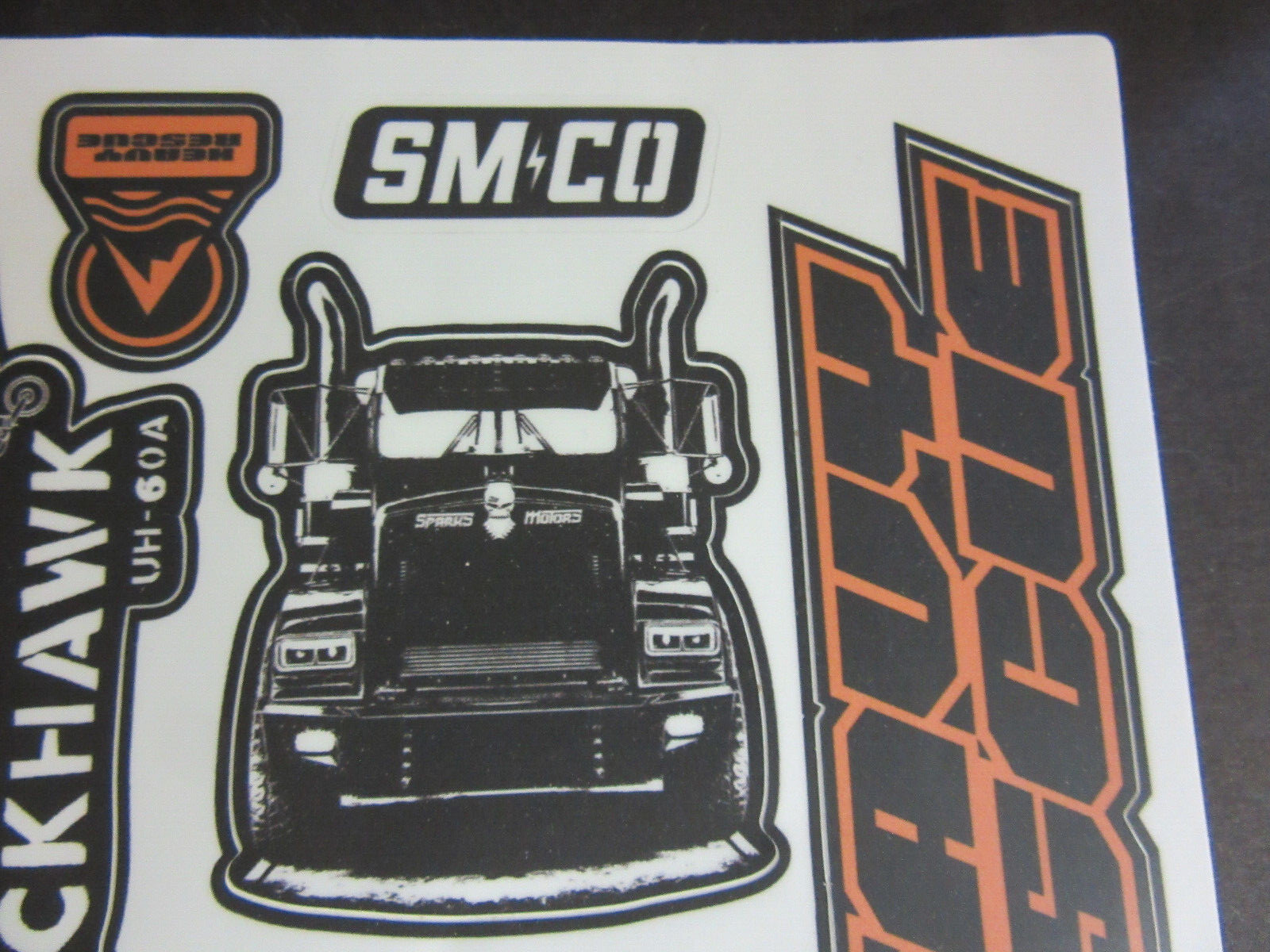 Sparks Motors SMCO Heavy Rescue Sticker Sheet Decals Blackhawk