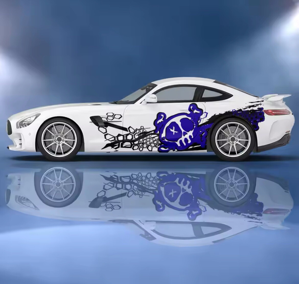 Skull ink tire prints Car Side Sticker Vinyl ; Tough Decals For Guys, Both Sides