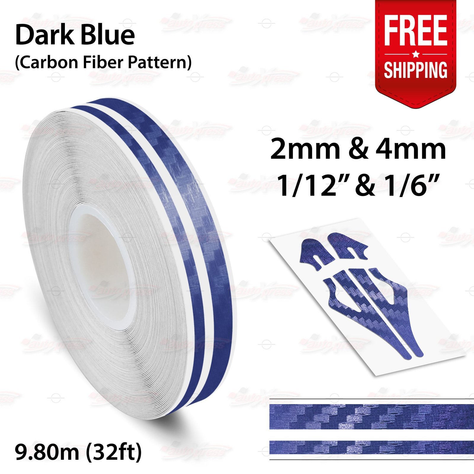 CARBON FIBER DARK BLUE PIN STRIPE Car Striping TAPE Decal Adhesive Vinyl Sticker