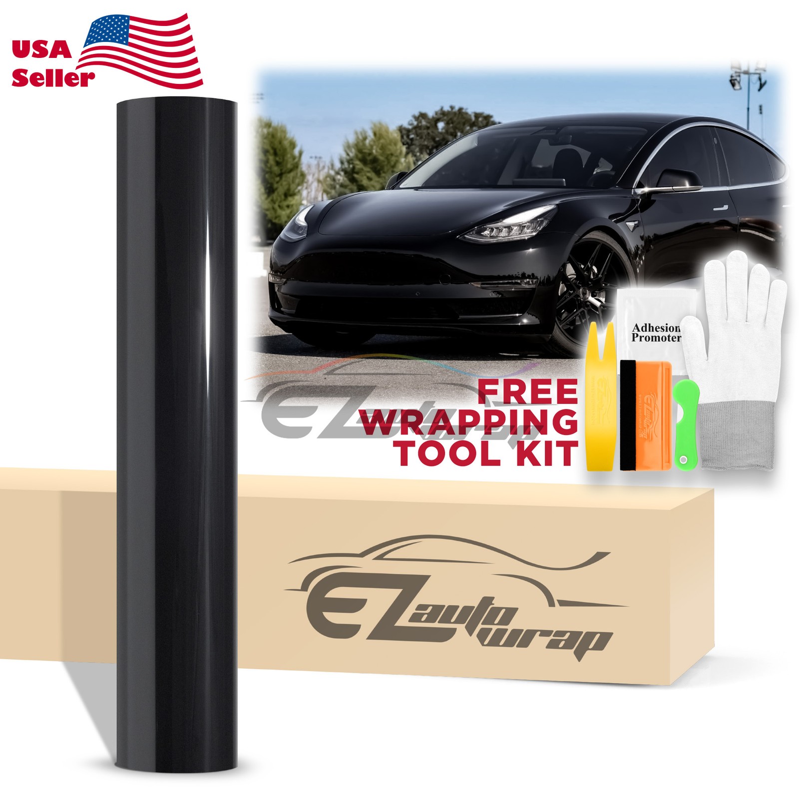 High Gloss Glossy Black Car Vinyl Wrap Sticker Decal Sheet Film DIY Air Release