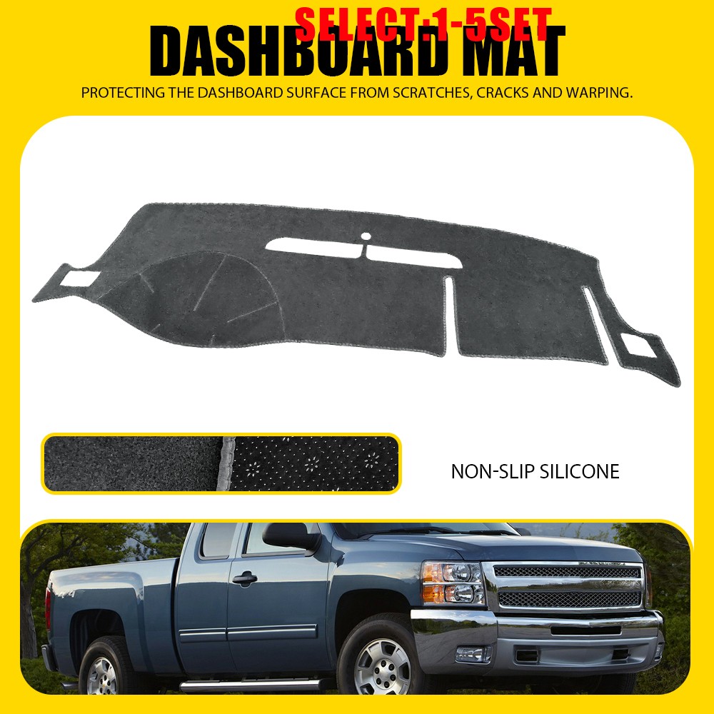 Gray Mat Dash Cover for 07-13 Chevy Silverado Tahoe Suburban Dashboard Pad 1-5X