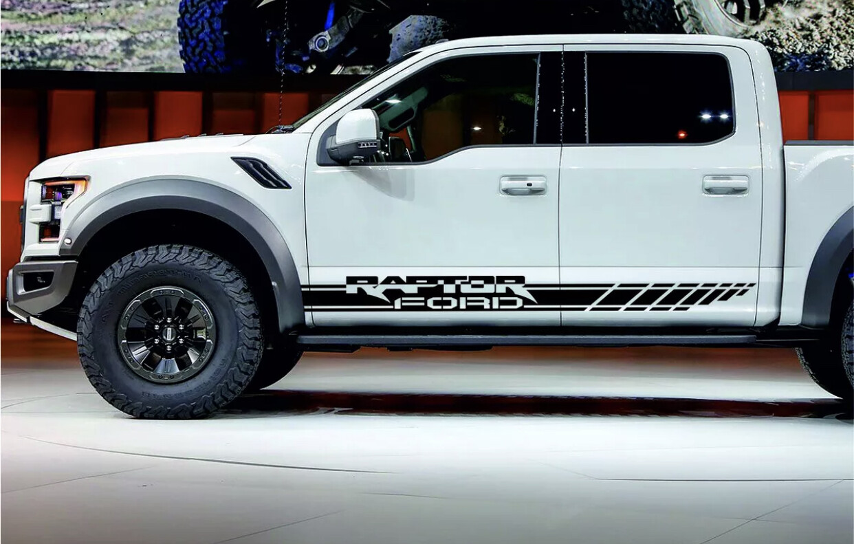 2pcs – Side Stripes body decal fit Ford F150 Raptor graphics vinyl sticker logo