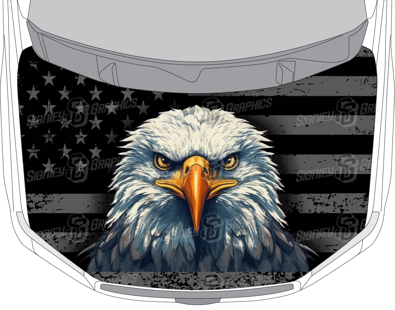 Hood Vinyl Wrap Patriotic American Eagle Decal Truck or Car