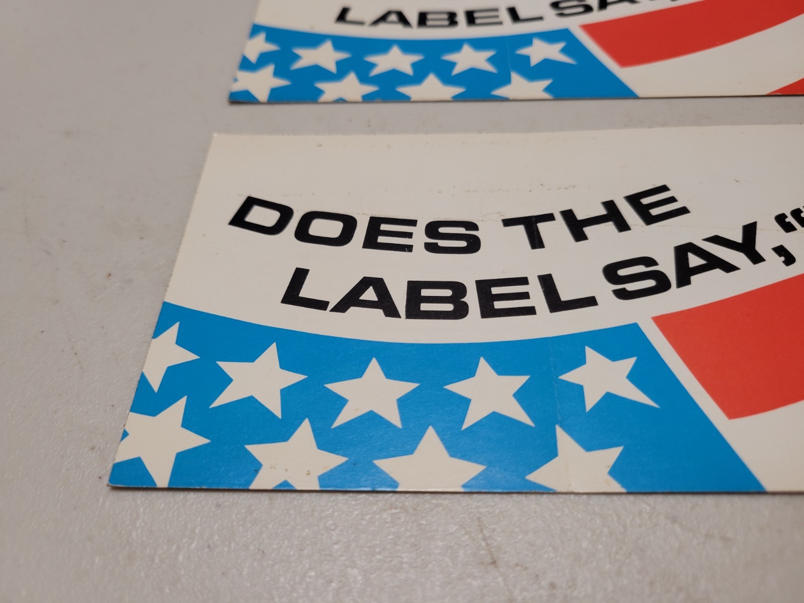 2x Vintage Does the Label Say Made in USA? Union Label Sticker Trades Council