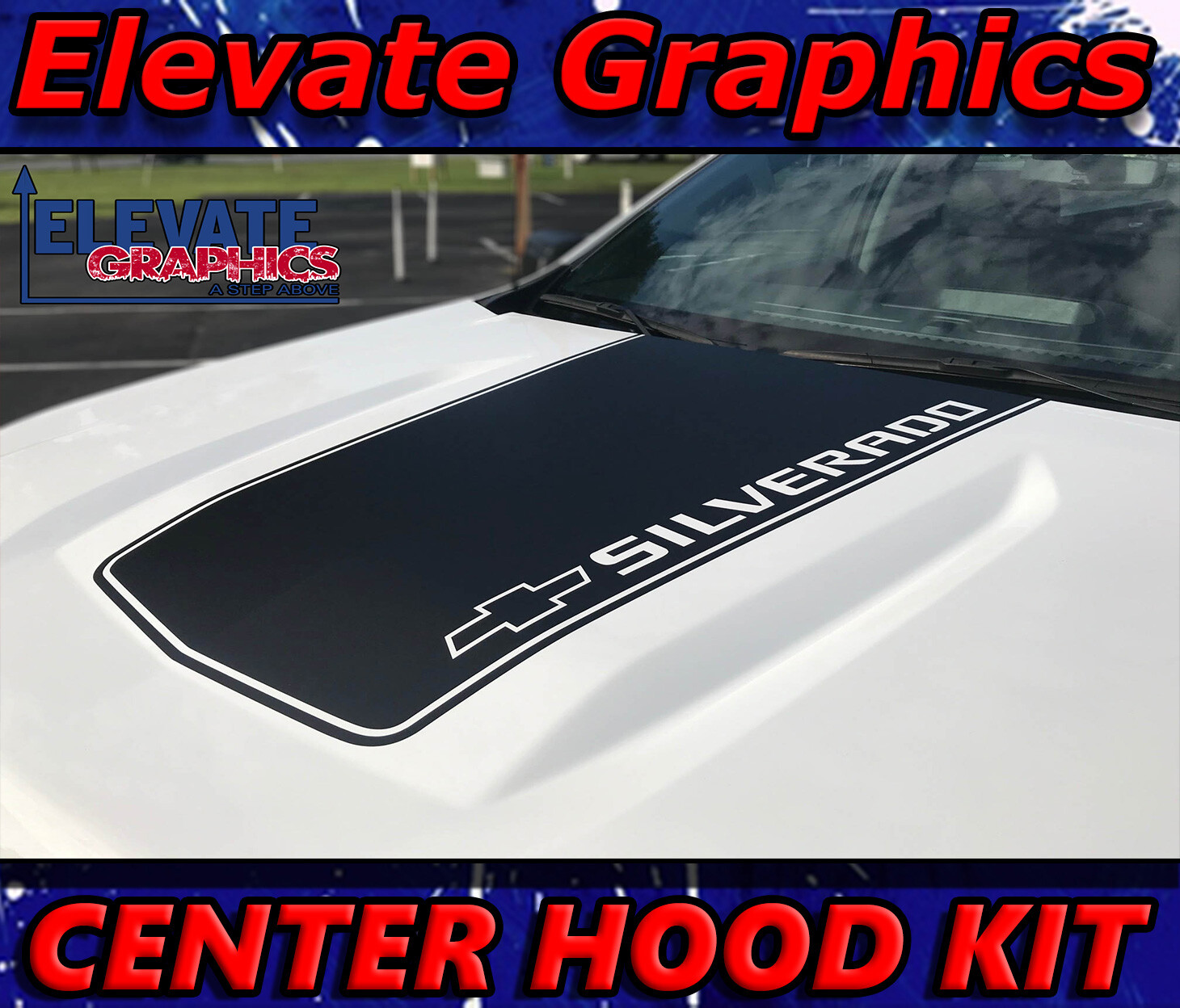 Fits Chevy Silverado Center Hood Decal Stripes Vinyl Graphics Stickers 2019-2024