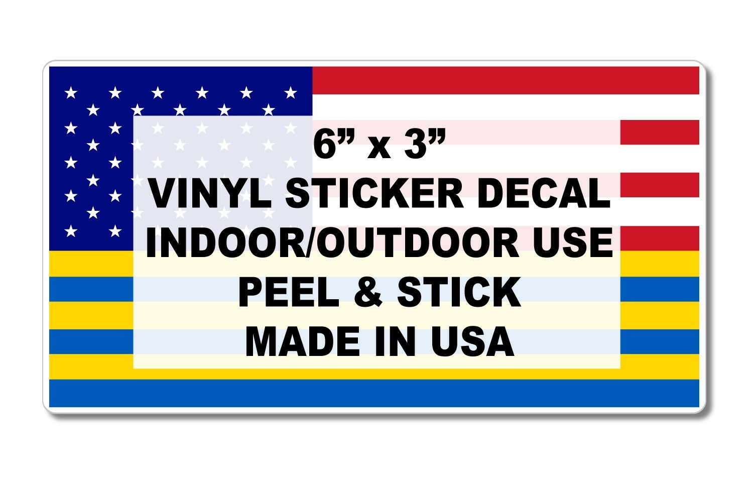 SD USA PRINT 50/50 USA Ukraine Flag American Ukrainian Sticker Decal