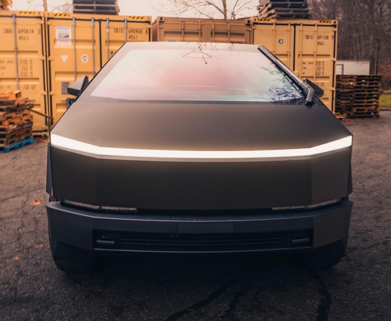 Tesla Cybertruck DIY PET Full Vinyl Wrap Color Change Satin Metallic Basalt