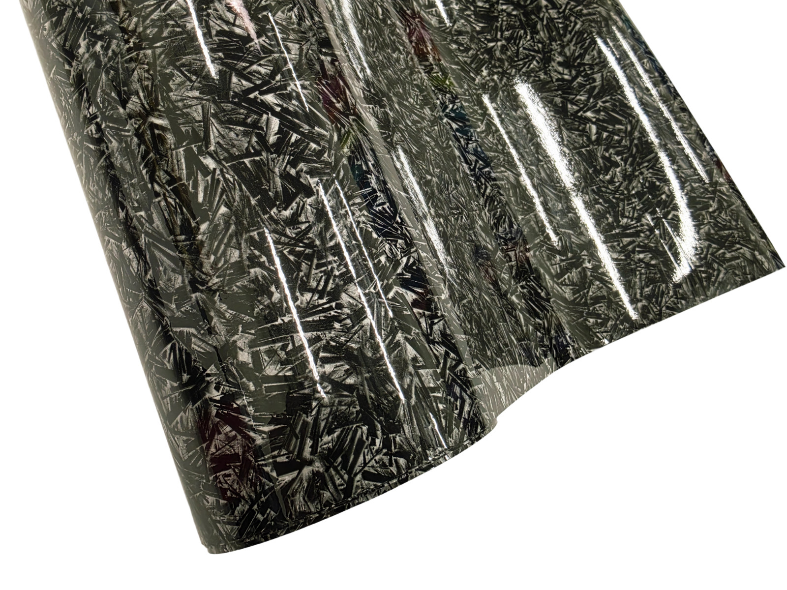 Gloss Black Silver Animated Forged Carbon Fiber CF Vinyl Car Wrap Sticker Film