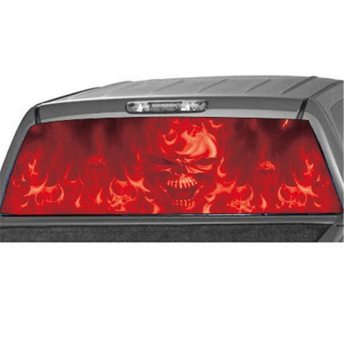 Rear Window Sticker Flood Flaming Skull Vinyl Decal Fit For Ford F150 1999-2022