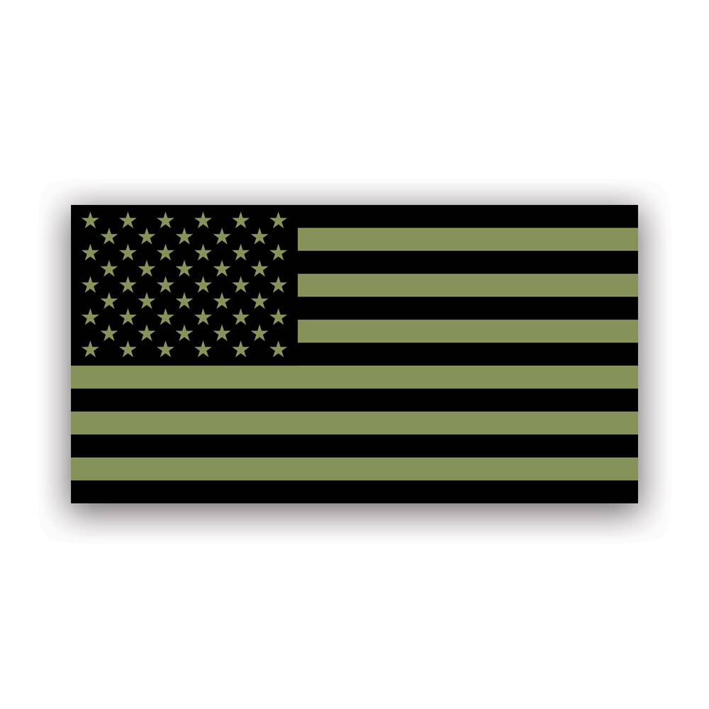 Subdued OD Green American Flag Sticker Decal – america usa olive drab